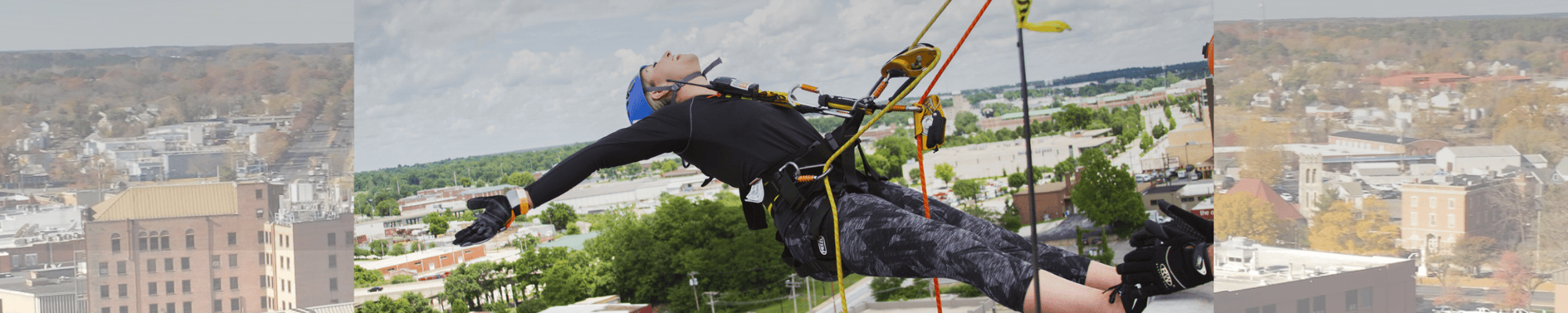 Rappelling woman